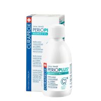 Bottle  of  Curaprox  Perio  Plus  Balance  Mouthwash  by  Curaprox,  a  mouthwash  elixir  indicated  for  preventing  decay  and  gingivitis.