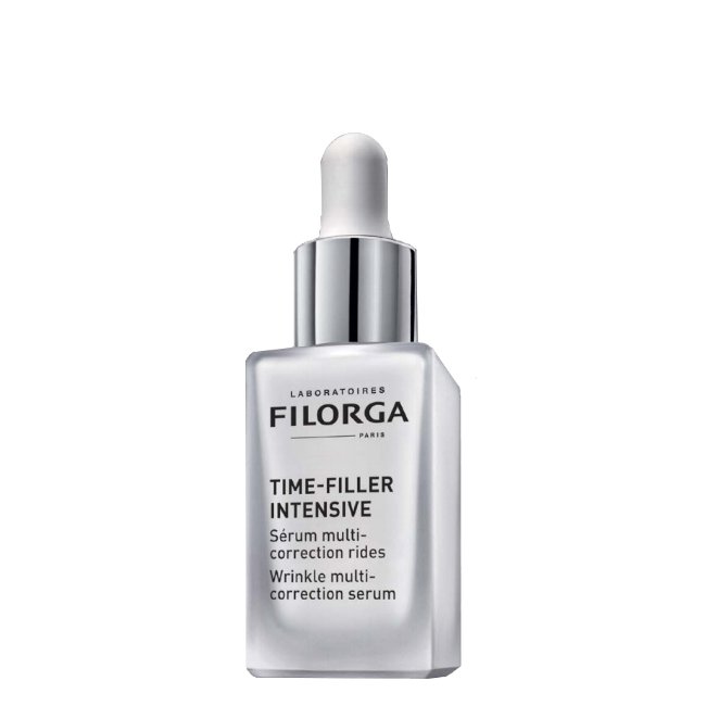 FilorgaTimeFillerIntensiveSerumMulticorrectingWrinkles30ml Bottle of Filorga Time Filler Intensive Serum by Filorga, a serum indicated for smoothing all types of facial wrinkles.