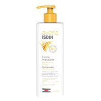 Bottle  of  Isdin  Avena  Moisturizing  Lotion  by  Isdin,  a  body  lotion  indicated  for  hydrating  sensitive  skin  and  protecting  the  barrier.