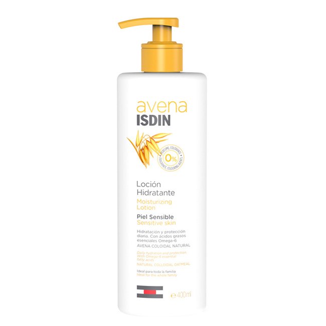 IsdinAvenaSensitiveSkinMoisturizingLotion400ml Bottle of Isdin Avena Moisturizing Lotion by Isdin, a body lotion indicated for hydrating sensitive skin and protecting the barrier.