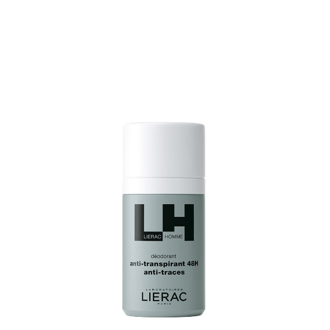 LieracHomme48hDeodorant50ml Bottle of Lierac Homme 48h Deodorant by Lierac, a roll-on antiperspirant indicated for underarm protection and freshness.
