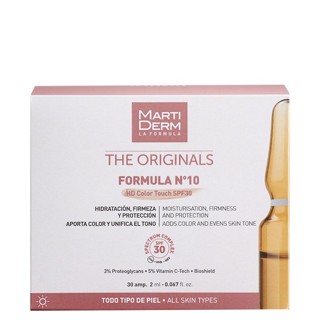 MartidermFormulanº10HDColorTouchSPF30Ampoules30units. Martiderm Formula nº10 HD Color Touch SPF30 Ampoules 30units.