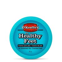 Jar  of  Okeeffes  Healthy  Feet  Cream  by  Okeeffes,  a  moisturizing  cream  indicated  for  extremely  dry  or  chapped  feet.