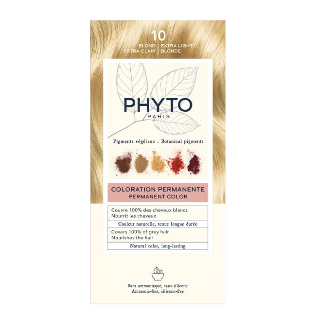 Phyto-Coloration_Pack_10 Box of Phytocolor Permanent Hair Color by Phytocolor, a hair dye indicated for natural color and white hair coverage.