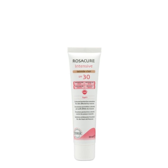 RosacureIntensiveSPF30ClairColorSunEmulsion30ml Bottle of Rosacure Intensive SPF30 Coloured Protective Emulsion by Rosacure, an emulsion indicated for rosacea.