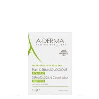 Product  container  of  A-Derma  Oatmeal  Dermatological  Bar  by  A-Derma,  a  moisturizing  soap  indicated  for  sensitive  skin.