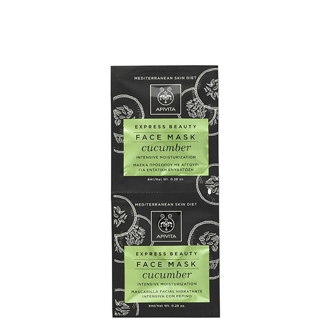apivitaexpressbeautycucumberintensivemoisturizingmask2x8ml Sachet of Apivita Express Beauty Intensive Moisturization Face Mask Cucumber by Apivita, a mask indicated for deep hydration.