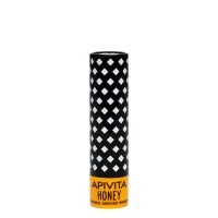 Product  container  of  Apivita  Lip  Stick  Bio  Eco  Honey,  a  restorative  lip  balm  indicated  for  softening  and  moisturizing  lips.