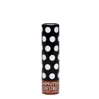 Product  container  of  Apivita  Lip  Stick  Brown  Color  Brown,  a  tinted  lip  balm  indicated  for  hydrating  and  soothing  lips.