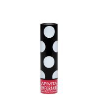 Product  container  of  Apivita  Lip  Care  Pomegranate,  a  tinted  lip  balm  indicated  for  moisturizing  and  enhancing  lip  color.