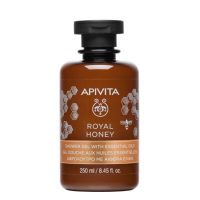 Bottle  of  Apivita  Royal  Honey  Shower  Gel  by  Apivita,  a  shower  gel  indicated  for  moisturizing  and  soothing  dry  skin.