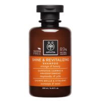 Bottle  of  Apivita  Shine  and  Revitalizing  Shampoo  by  Apivita,  a  shampoo  indicated  for  revitalizing  and  illuminating  hair.