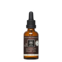 Bottle  of  Apivita  Soothing  Dandruff  Oil  by  Apivita,  a  hair  oil  indicated  for  reducing  dandruff  and  soothing  the  scalp.