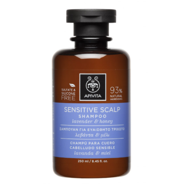 apivitasoothingshampoosensitivescalp250ml Bottle of Apivita Sensitive Scalp Shampoo by Apivita, a shampoo indicated for soothing and protecting sensitive scalps.