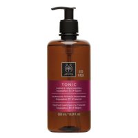 Bottle  of  Apivita  Toning  Shampoo  Woman  by  Apivita,  a  shampoo  indicated  for  strengthening  hair  and  preventing  hair  loss  in  women.