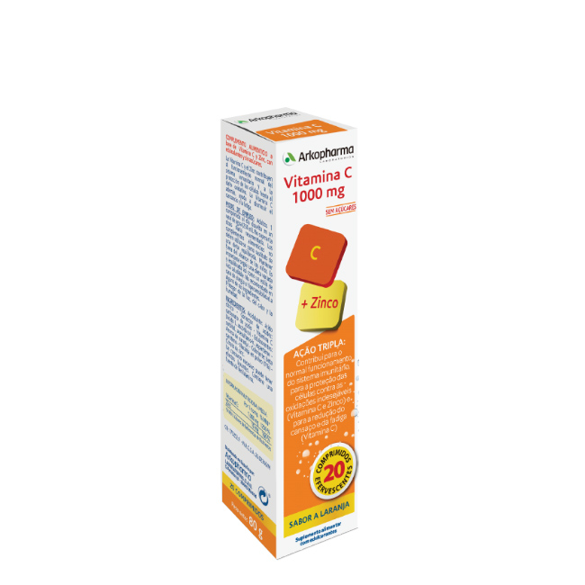 arkopharmaplusvitaminczinceffervescenttablet20unid Arkopharma Vitamina C 1000mg + Zinco Comprimidos Efervescentes x20 - Image 1