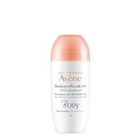 Bottle  of  Avène  Body  Deodorant  24h  Roll-On  by  Avène,  a  roll-on  indicated  for  protecting  and  softening  sensitive  underarm  skin.