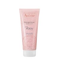 Bottle  of  Avène  Body  Scrub  Smooth  Body  Scrub  by  Avène,  an  exfoliating  gel  indicated  for  removing  dead  skin  cells.