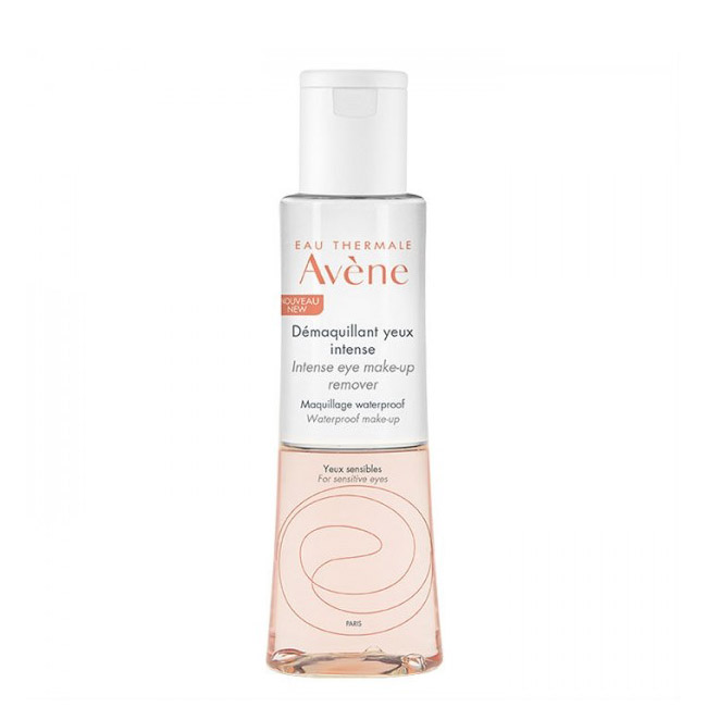 avneintenseeyemakeupremover125ml Bottle of Avène Intense Eye Makeup Remover by Avène, a biphasic fluid indicated for removing waterproof eye makeup.