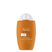 Bottle  of  Avène  Sun  Mat-Perfect  Aqua  Tinted  Fluid  SPF30  by  Avène,  a  tinted  fluid  indicated  for  oily  skin  sun  protection.