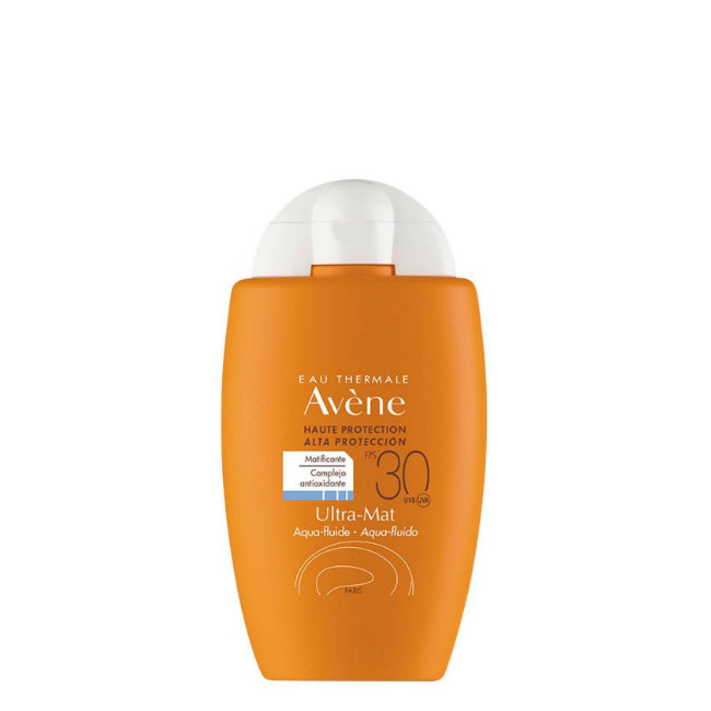 avnesolarultramatspf30aquafluid50ml Bottle of Avène Sun Ultra-Mat Aqua-Fluid SPF30 by Avène, a solar fluid indicated for moisturizing and matifying the skin.