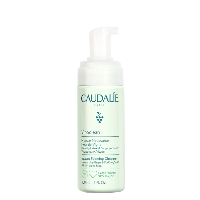 caudalievinocleancleaningfoam150ml Bottle of Caudalie Vinoclean Instant Foaming Cleanser by Caudalie, a cleansing foam indicated for purifying the skin.