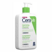 Bottle  of  Cerave  Hydrating  Facial  Cleanser  by  Cerave,  a  cleansing  cream  indicated  for  cleaning  and  repairing  normal  to  dry  skin.