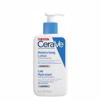 Bottle  of  Cerave  Moisturising  Lotion  by  Cerave,  a  light  cream  lotion  indicated  for  repairing  the  skin  protective  barrier.