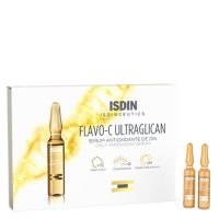 Box  of  ISDIN  Isdinceutics  Flavo-C  Ultraglican  Ampoules  by  ISDIN,  an  ampoule  indicated  for  loss  of  firmness  and  fine  lines.