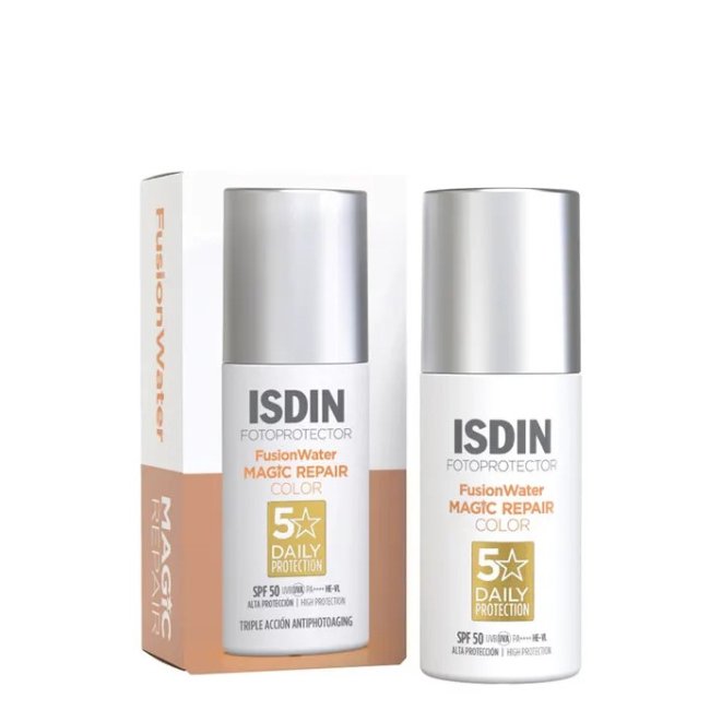 isdin-fusion-water-magic-repair-spf50-color IsdinFotoUltraAgeRepairColorFusionWaterFluidwithColorSPF5050ml