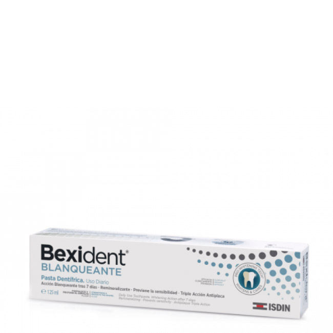 isdinbexidentwhiteningtoothpaste125ml Tube of Isdin Bexident Whitening Toothpaste by Isdin, a toothpaste indicated for removing spots and restoring natural white.