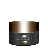Jar  of  ISDIN  Isdinceutics  A.G.E.  Reverse  Night  Cream  by  ISDIN,  a  creamy  night  cream  indicated  for  mature  skin  and  anti-aging.