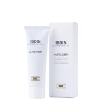 Tube  of  Isdin  Isdinceutics  Auriderm  Cream  by  Isdin,  a  cream  indicated  for  minimizing  bruising  and  redness  after  treatments.