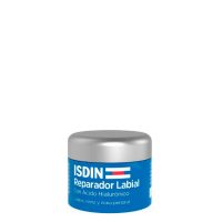 Tube  of  Isdin  Nutrabalm  Intensive  Repair  Protective  Balm  by  Isdin,  a  creamy  balm  indicated  for  soothing  irritation  of  the  lips  and  nose.
