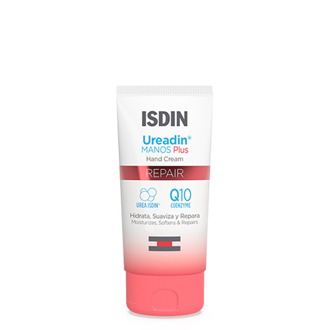 isdinureadinrepairinghandcream50ml Tube of ISDIN Ureadin Plus Repair Hand Cream by ISDIN, a cream indicated for repairing dry and chapped hands.