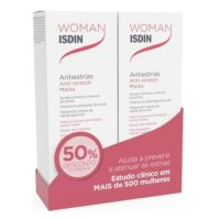 Product  container  of  ISDIN  Woman  Duo  Anti-Stretch  Marks  Cream  by  ISDIN,  a  cream  indicated  for  preventing  and  treating  stretch  marks.