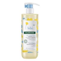 Bottle  of  Klorane  Baby  Cleansing  Gel  by  Klorane,  a  shower  gel  indicated  for  moisturizing  and  soothing  baby  skin.