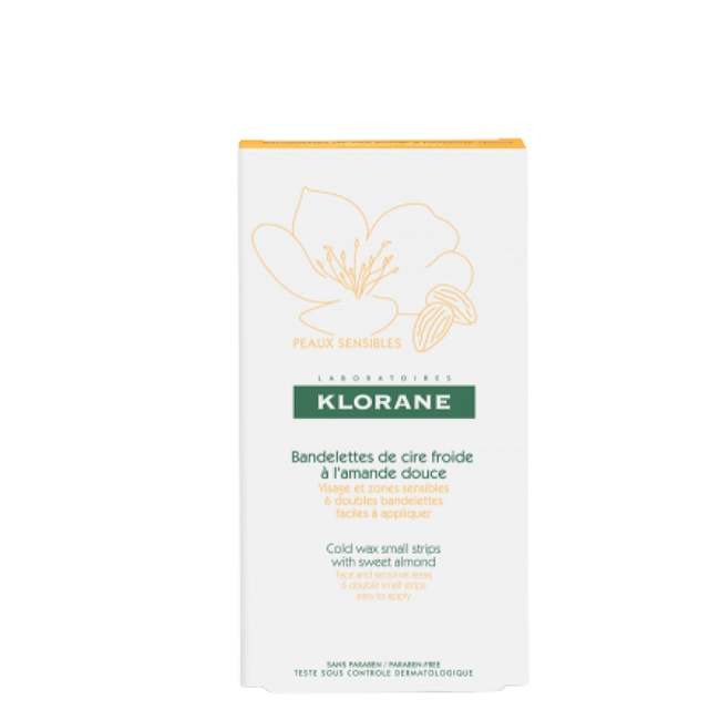 kloranedepilatorywaxbandsfaceandsensitiveareas6un Box of Klorane Hair Removal Cold Wax Strips by Klorane, a cold wax indicated for hair removal on face and sensitive zones.