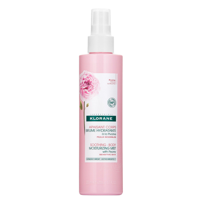 kloranepeonymoisturizingbodyhaze200ml Spray of Klorane Peony Moisturizing Body Haze by Klorane, a body mist indicated for calming and refreshing sensitive skin.