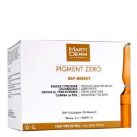 Box  of  Martiderm  Pigment  Zero  DSP-Bright  by  Martiderm,  a  depigmenting  ampoule  indicated  for  reducing  and  preventing  blemishes.