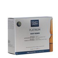 Box  of  Martiderm  Platinum  Night  Renew  Anti-Aging  Booster  by  Martiderm,  an  ampoule  indicated  for  night  skin  regeneration.