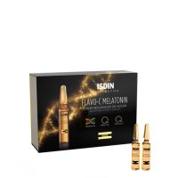 Box  of  ISDIN  Flavo-C  Melatonin  Night  Recovery  Serum  Ampoules  by  ISDIN,  a  serum  indicated  for  night  skin  repair  and  regeneration.