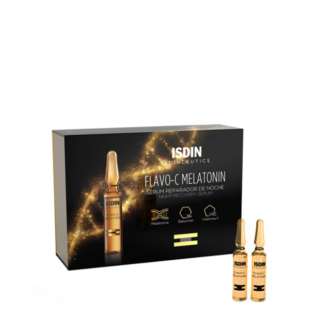 serummelatoninisdinflavocrepairmannightampoules10x2ml Isdin Flavo C Melatonin Night Repair Serum Ampollas 10x2 ml - Image 1