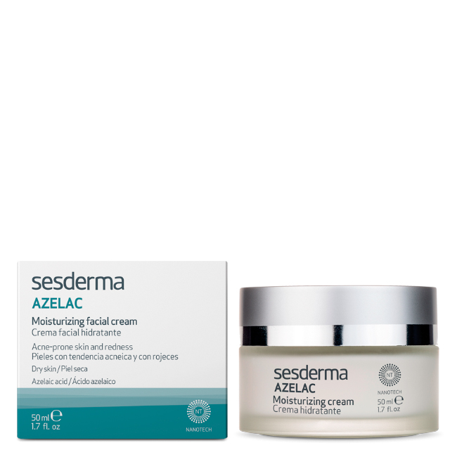 sesdermaazelacmoisturizingfacialcream50ml Jar of Sesderma Azelac Moisturizing Facial Cream by Sesderma, a facial cream indicated for hydrating and regulating sebum production.