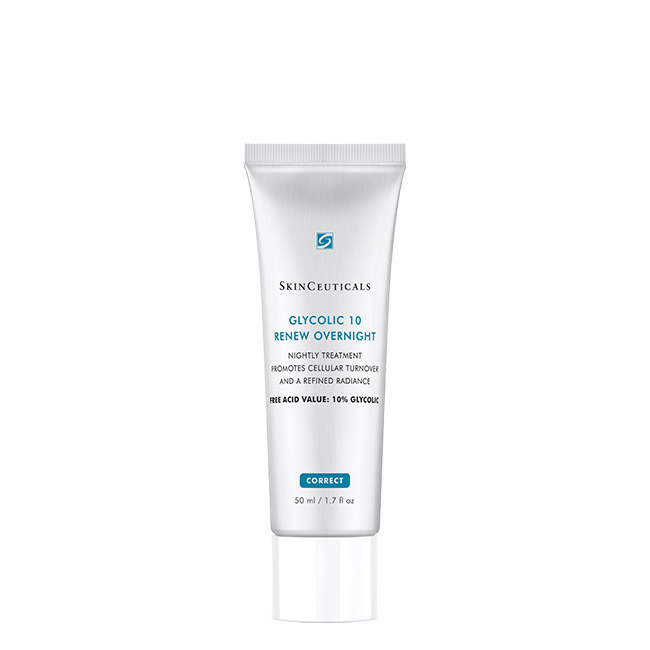 skinceuticalscorrectglycolic10renewovernight50ml Jar of Skinceuticals Correct Glycolic 10 Renew Overnight by Skinceuticals, a night cream indicated for skin regeneration.