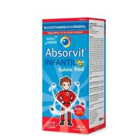 Bottle  of  Absorvit  Kids  Royal  Jelly  Syrup  by  Absorvit,  a  syrup  indicated  for  immune  system  strengthening  and  vitality.