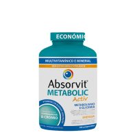 Product  container  of  Absorvit  Metabolic  Activ  by  Absorvit,  a  tablet  supplement  indicated  for  reducing  tiredness  and  fatigue.