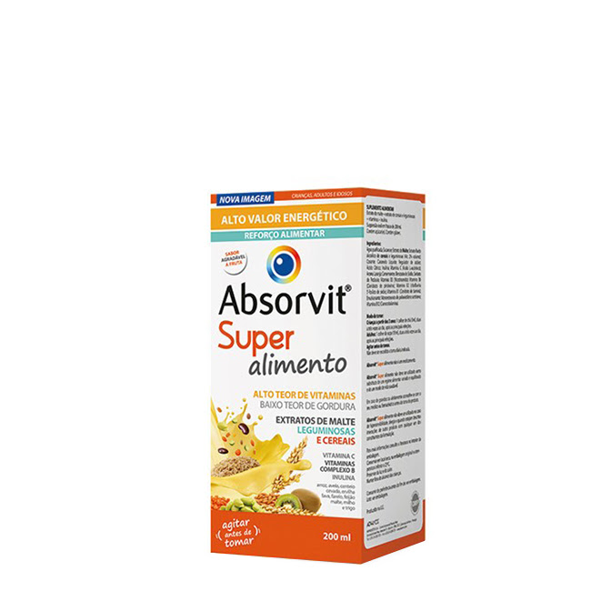 AbsorvitSuperFoodSyrup200ml Bottle of Absorvit Super Food by Absorvit, a syrup supplement indicated for nutritional deficiencies and energy deficit.