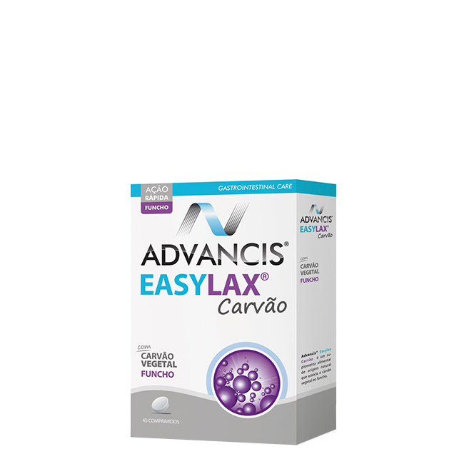 AdvancisEasylaxCharcoal+FennelTabletsx45 Product container of Advancis Easylax Charcoal