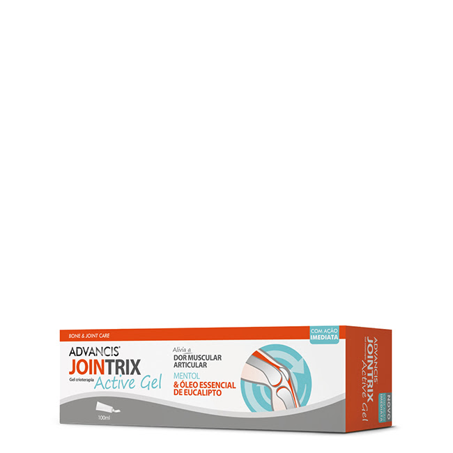 AdvancisJointrixActiveCryotherapyGel100ml Tube of Advancis Jointrix Active Cryotherapy Gel by Advancis, a cooling gel indicated for muscle and joint pain relief.